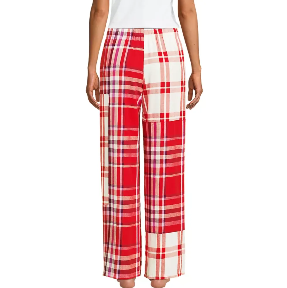 Women's Flannel Patchwork Wide Leg Sleep Pants