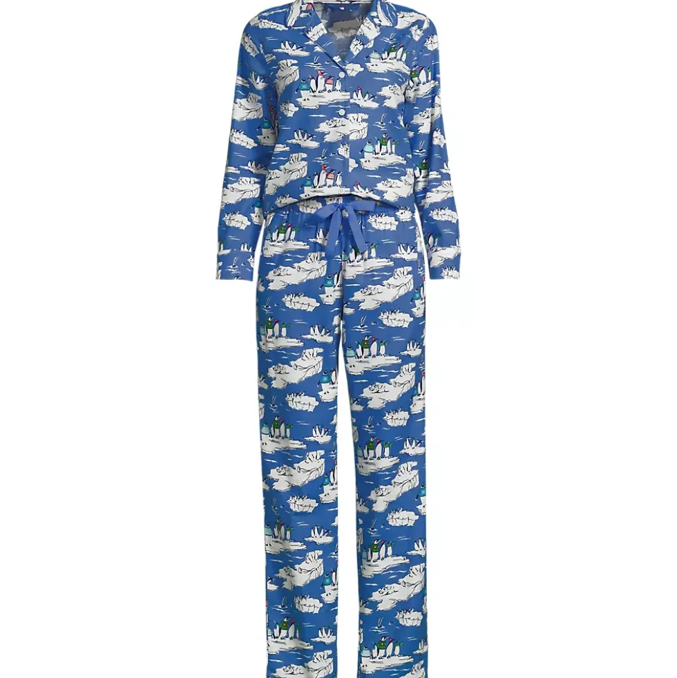 Women's Flannel 2 Piece Pajama Set - Long Sleeve Shirt and Pants