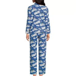 Women's Flannel 2 Piece Pajama Set - Long Sleeve Shirt and Pants