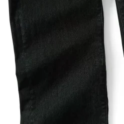 Women's Flocked Denim Mid Rise Relaxed Straight Leg Cuff Jeans