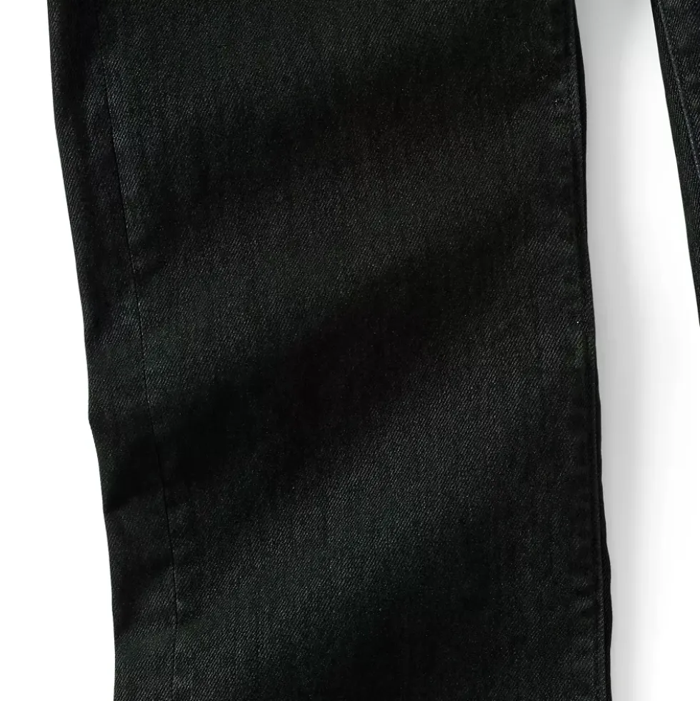 Women's Flocked Denim Mid Rise Relaxed Straight Leg Cuff Jeans