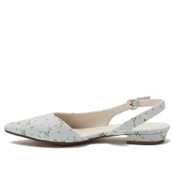 Women's Floral Linen Slingback Low Heels
