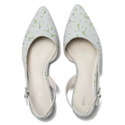 Women's Floral Linen Slingback Low Heels