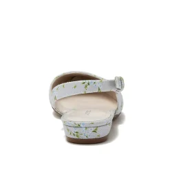 Women's Floral Linen Slingback Low Heels