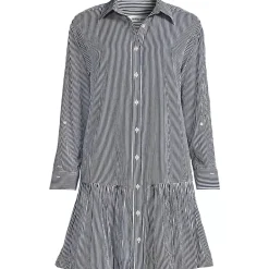 Women's Flounce Button Front Shirt Dress