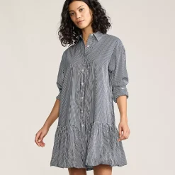 Women's Flounce Button Front Shirt Dress