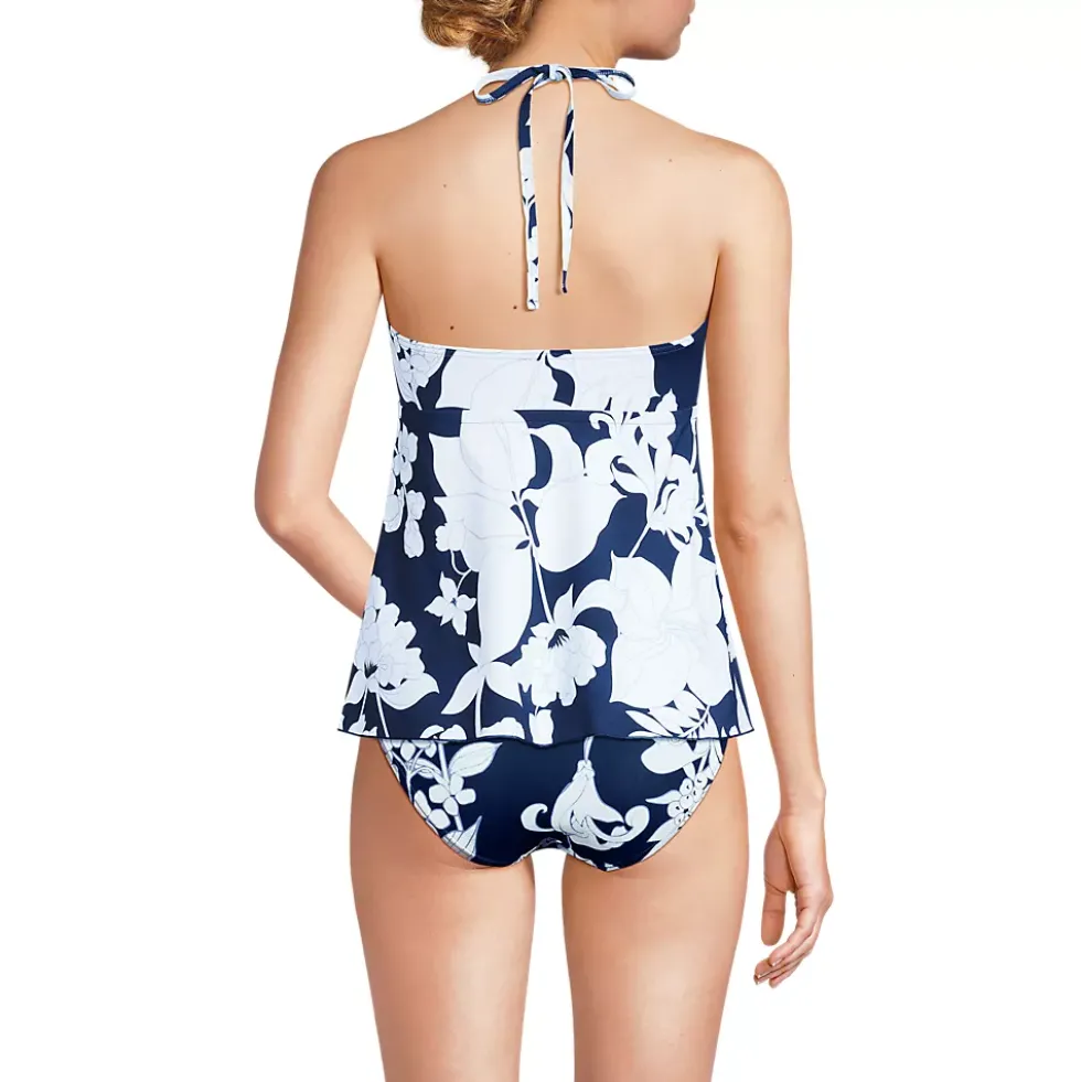 Women's Flutter High Neck Halter Tankini Top