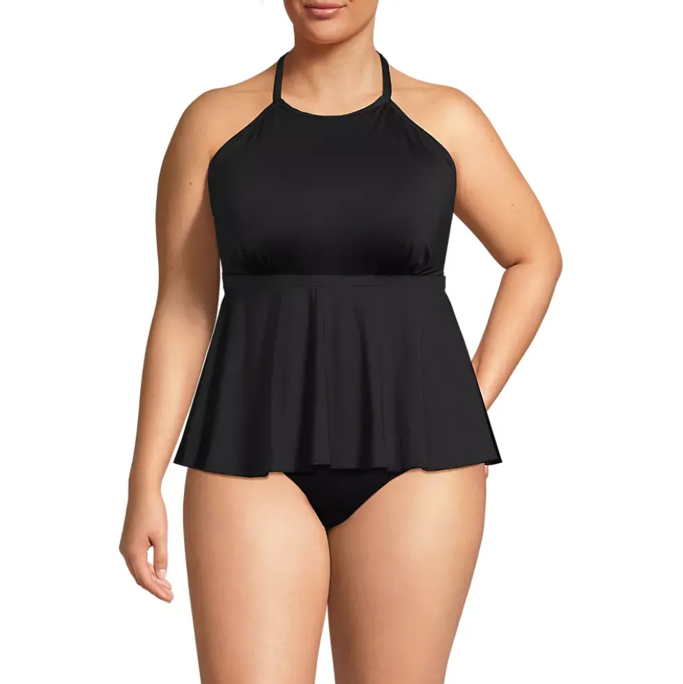 Women's Flutter High Neck Halter Tankini Top