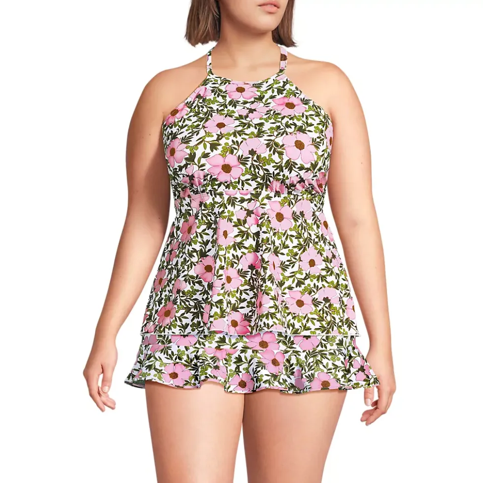 Women's Flutter High Neck Halter Tankini Top
