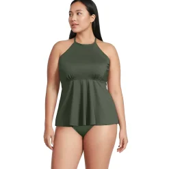 Women's Flutter High Neck Halter Tankini Top
