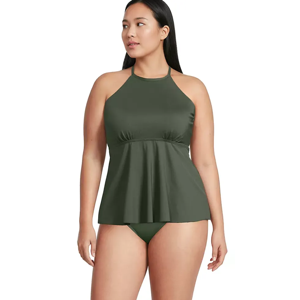 Women's Flutter High Neck Halter Tankini Top