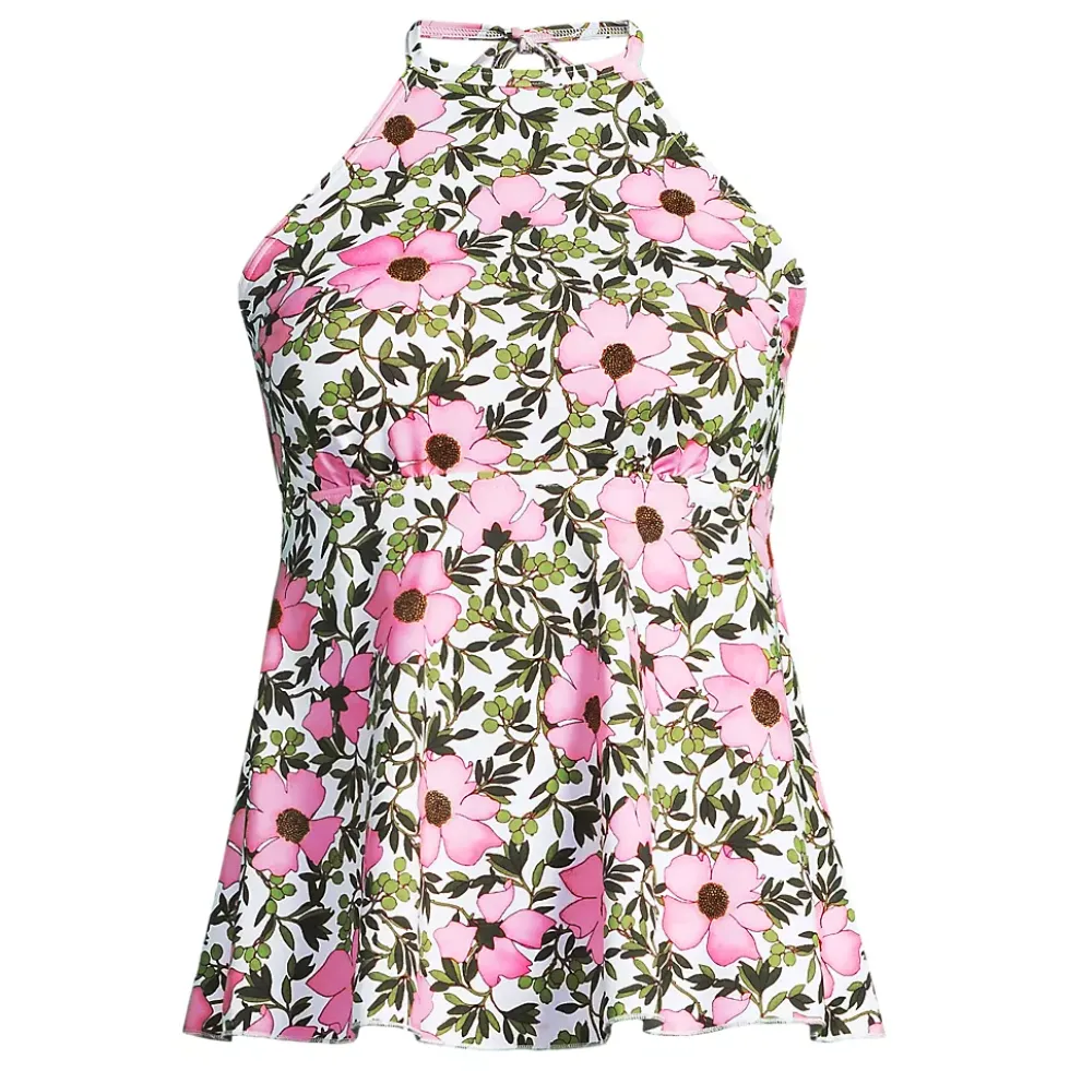 Women's Flutter High Neck Halter Tankini Top