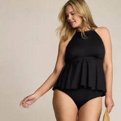 Women's Flutter High Neck Halter Tankini Top