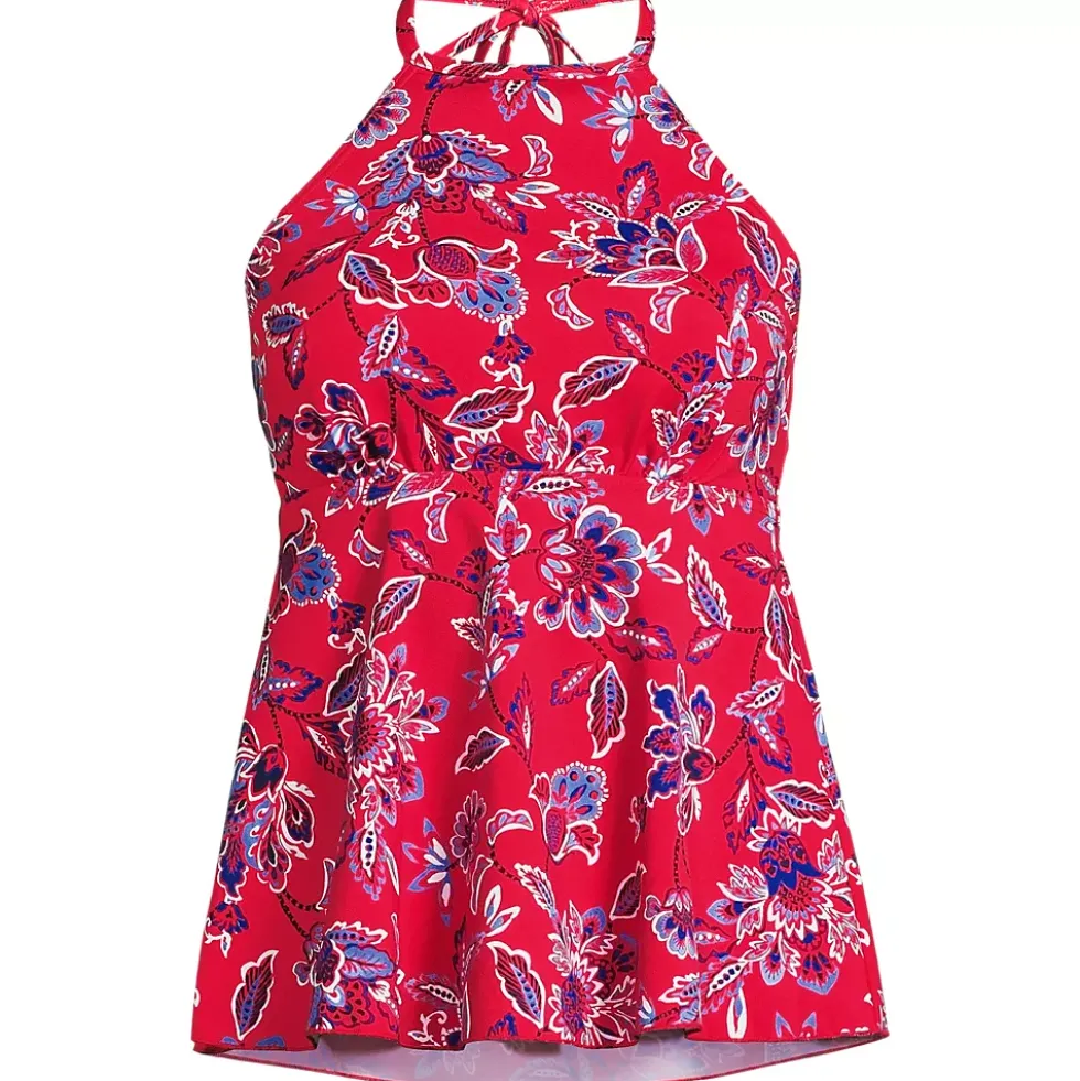 Women's Flutter High Neck Halter Tankini Top