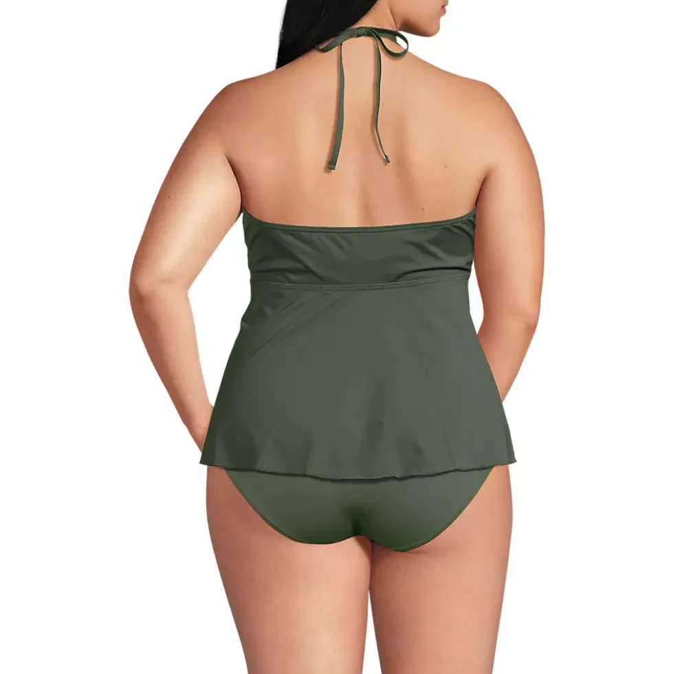 Women's Flutter High Neck Halter Tankini Top