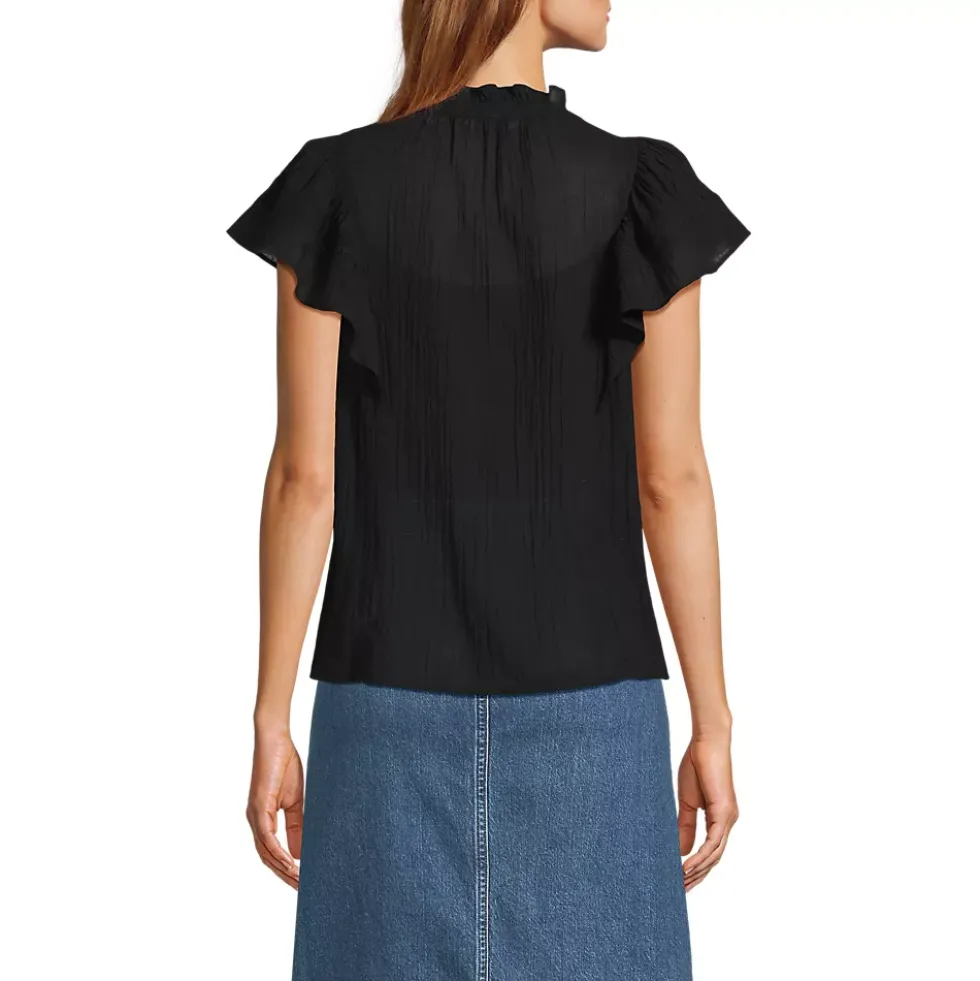 Women's Flutter Sleeve Button Front Blouse