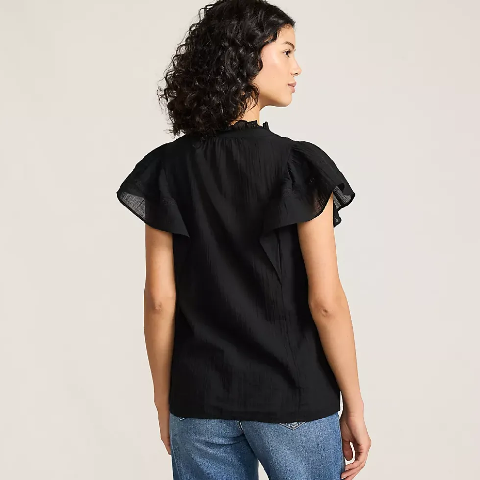 Women's Flutter Sleeve Button Front Blouse