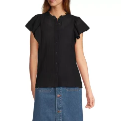 Women's Flutter Sleeve Button Front Blouse