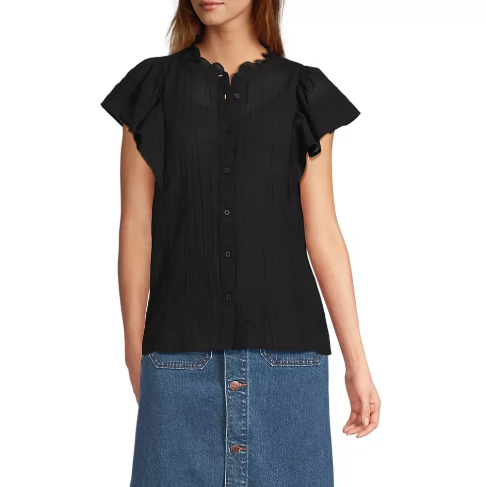 Women's Flutter Sleeve Button Front Blouse