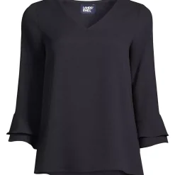 Women's 3/4 Flutter Sleeve Crepe Blouse