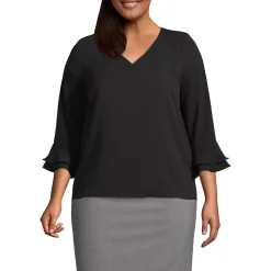 Women's 3/4 Flutter Sleeve Crepe Blouse