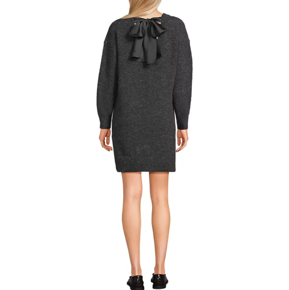 Women's Fuzzy Bow Back Mini Sweater Dress