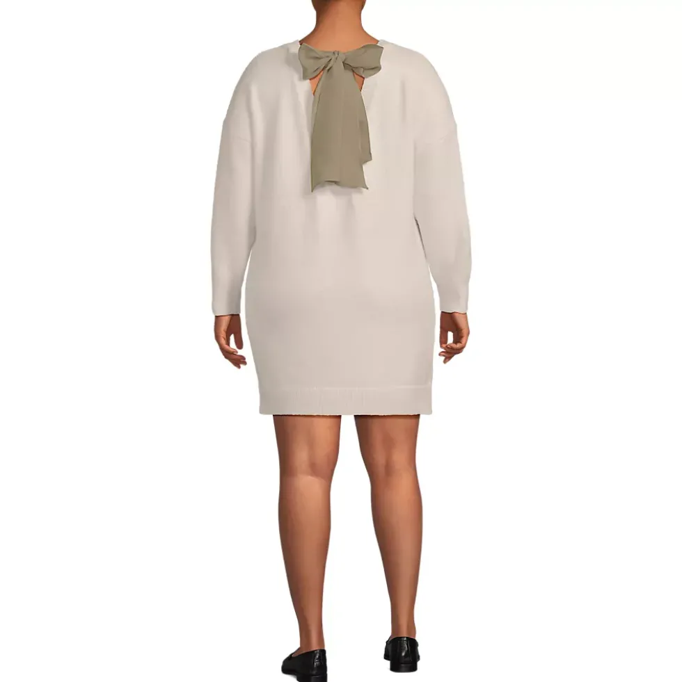 Women's Fuzzy Bow Back Mini Sweater Dress