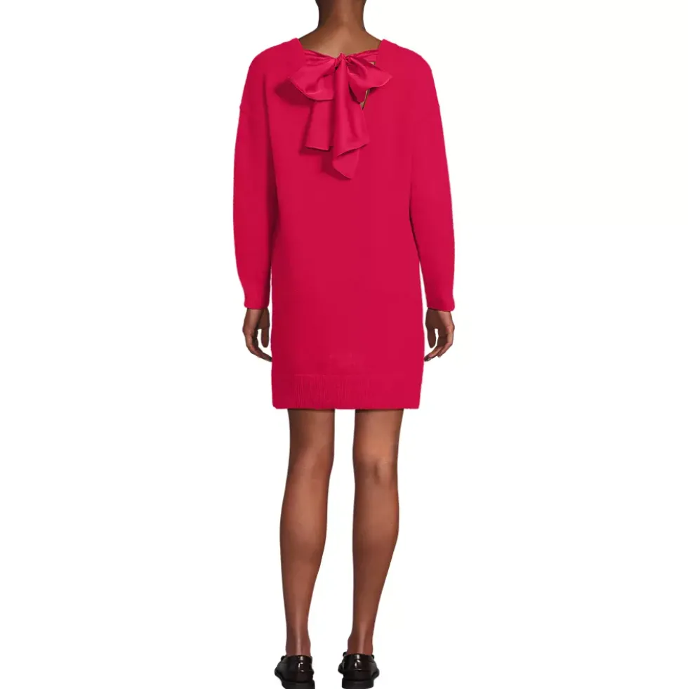 Women's Fuzzy Bow Back Mini Sweater Dress
