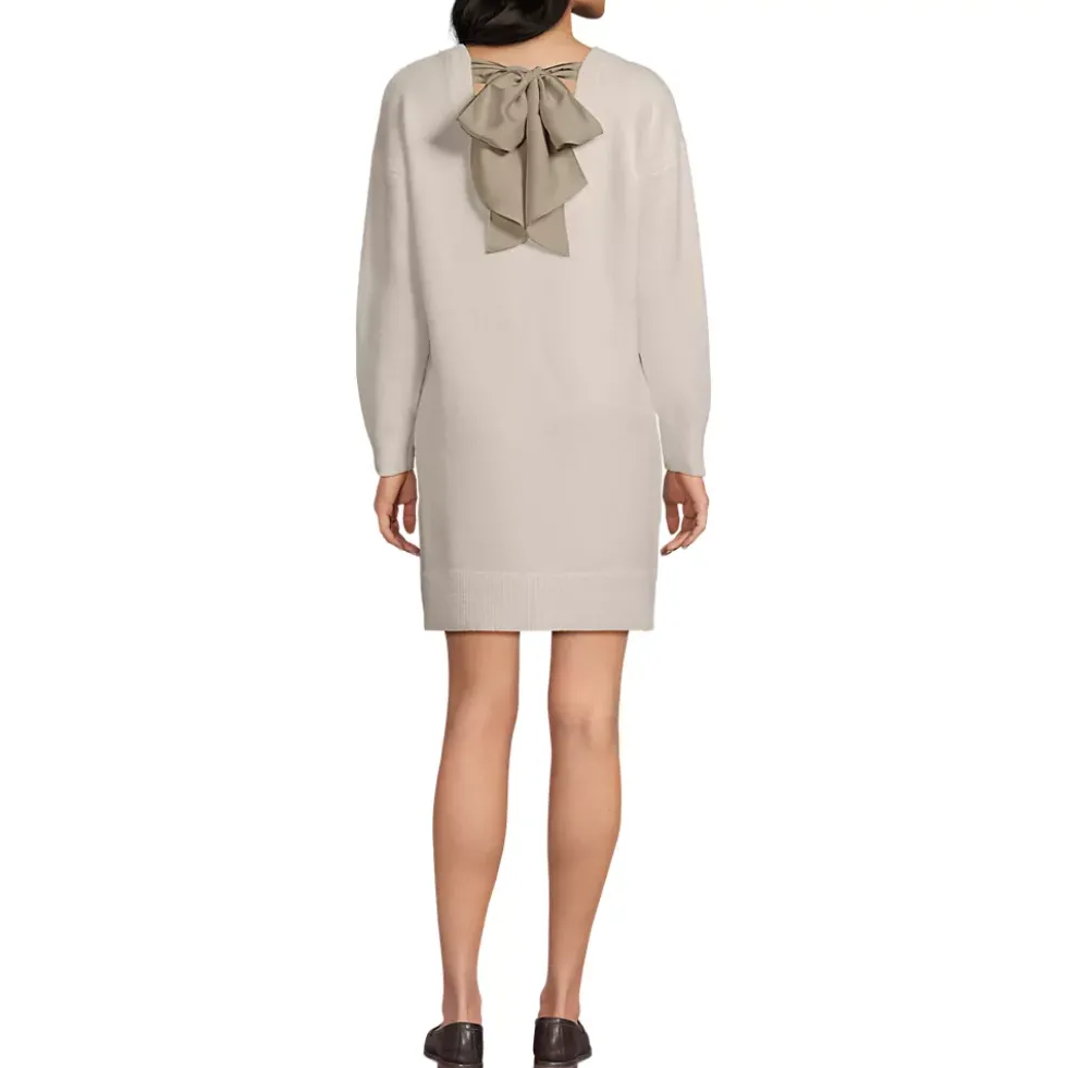 Women's Fuzzy Bow Back Mini Sweater Dress