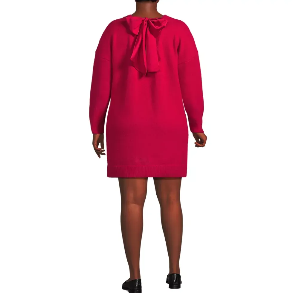 Women's Fuzzy Bow Back Mini Sweater Dress