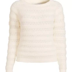 Women's Fuzzy Eyelash Cable Boatneck Sweater