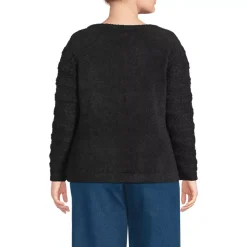Women's Fuzzy Eyelash Cable Boatneck Sweater