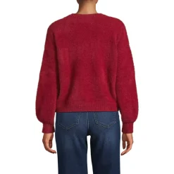 Women's Fuzzy Eyelash Cable Cardigan Sweater