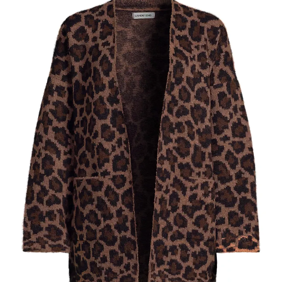 Women's Fuzzy Jacquard Cardigan Jacket Sweater