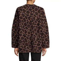 Women's Fuzzy Jacquard Cardigan Jacket Sweater