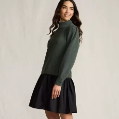 Women's Fuzzy Lantern Sleeve Mock Neck Mini Twofer Dress