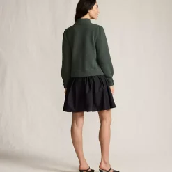 Women's Fuzzy Lantern Sleeve Mock Neck Mini Twofer Dress