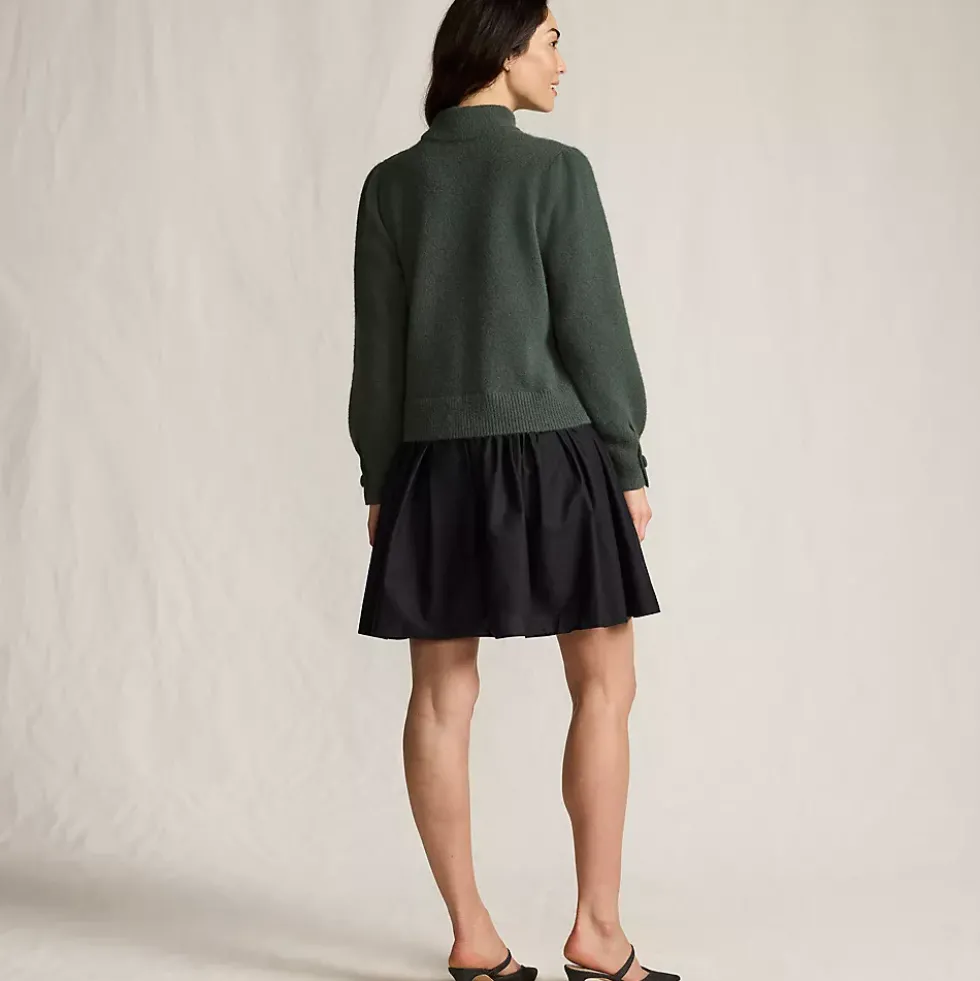 Women's Fuzzy Lantern Sleeve Mock Neck Mini Twofer Dress
