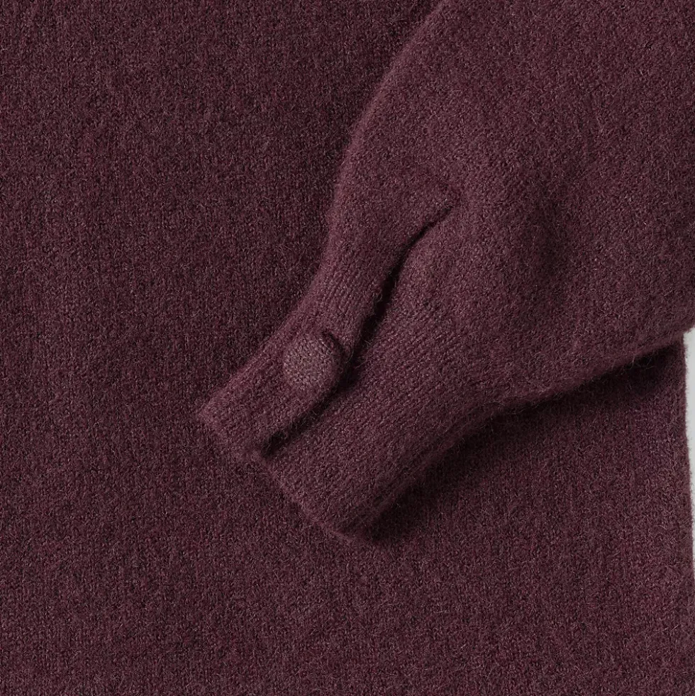 Women's Fuzzy Lantern Sleeve Mock Neck Mini Twofer Dress