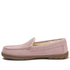 Women's Fuzzy Lined Suede Moccasin Slippers