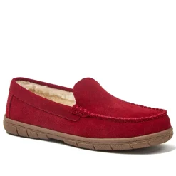 Women's Fuzzy Lined Suede Moccasin Slippers