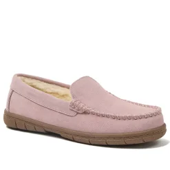 Women's Fuzzy Lined Suede Moccasin Slippers