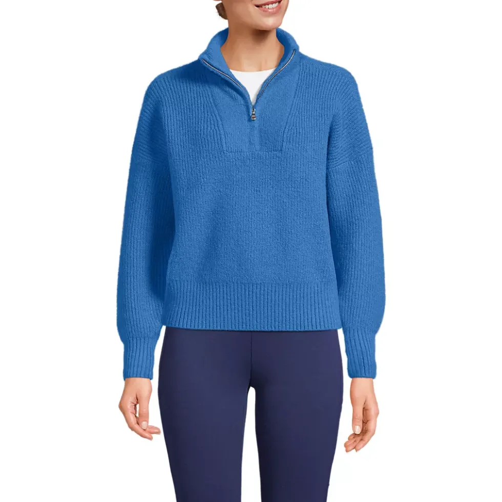 Women's Fuzzy Wedged Quarter Zip Sweater