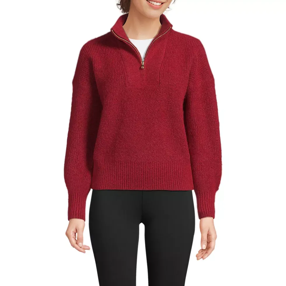 Women's Fuzzy Wedged Quarter Zip Sweater