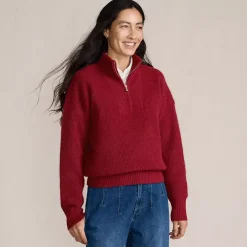 Women's Fuzzy Wedged Quarter Zip Sweater