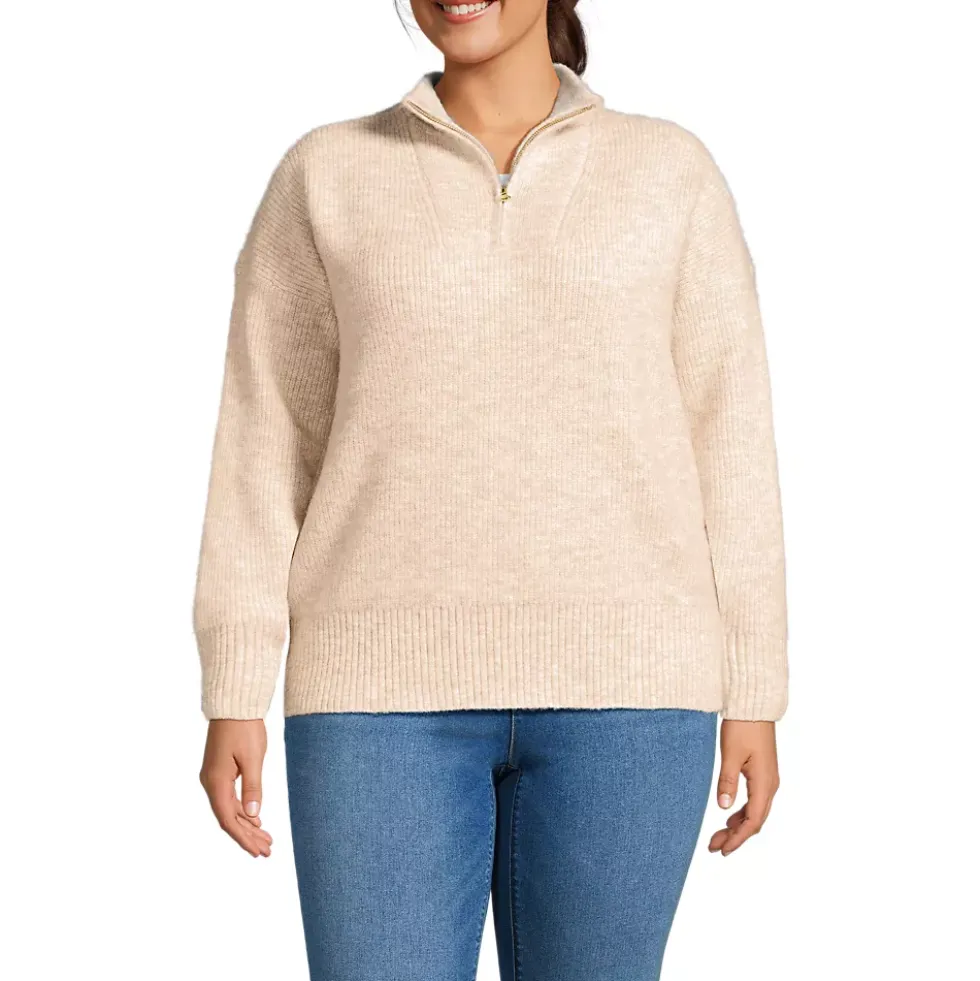 Women's Fuzzy Wedged Quarter Zip Sweater