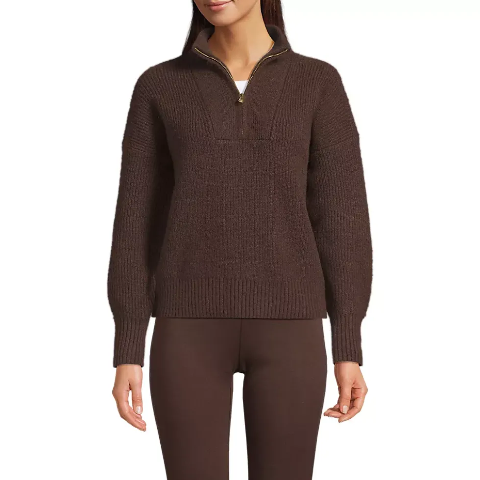 Women's Fuzzy Wedged Quarter Zip Sweater