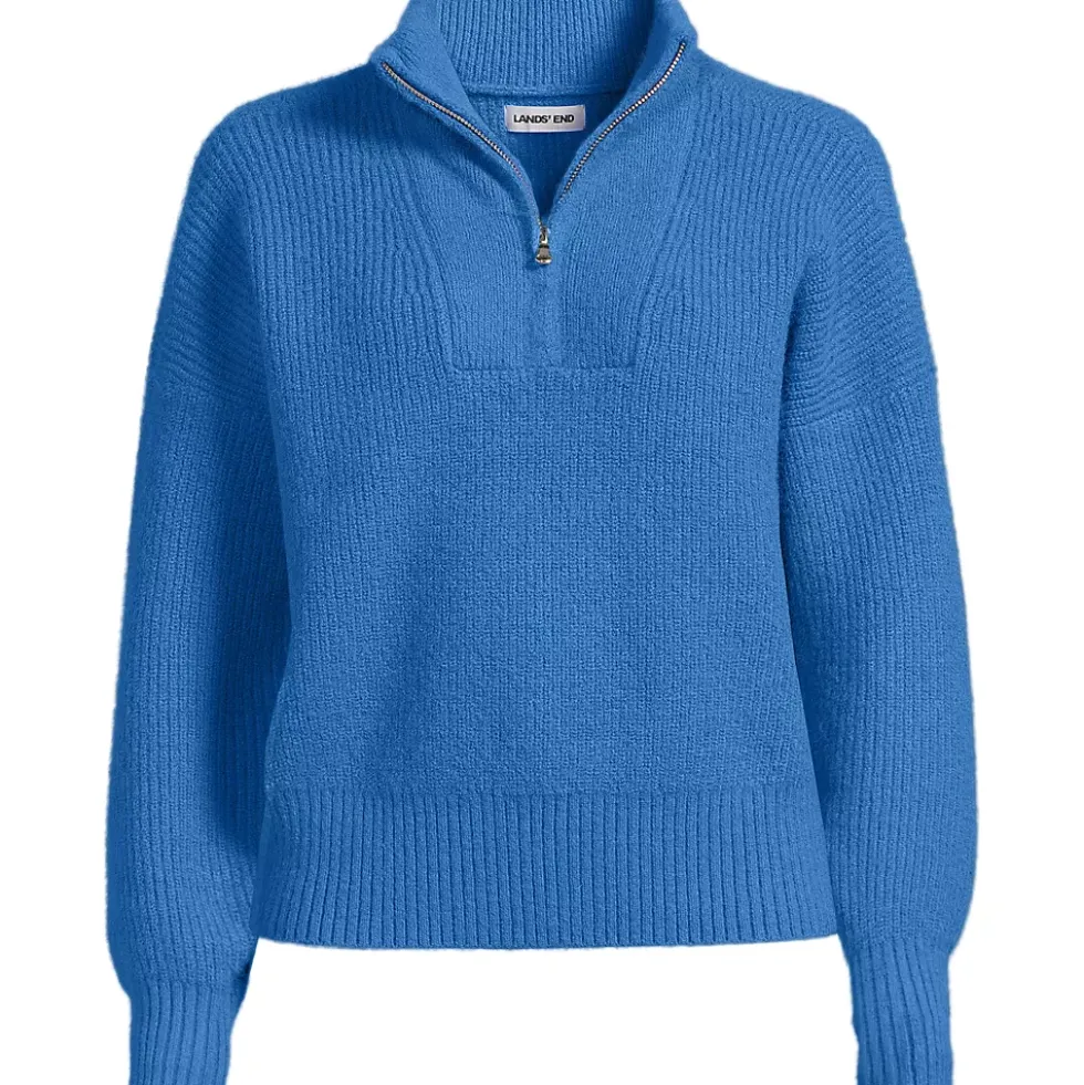 Women's Fuzzy Wedged Quarter Zip Sweater
