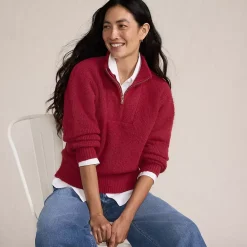 Women's Fuzzy Wedged Quarter Zip Sweater