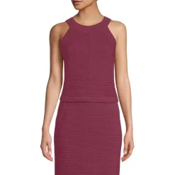 Women's Gassed Cotton Pointelle Halter Top Sweater Set Top